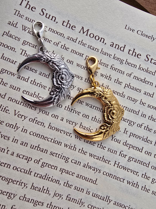 Floral Crescent Moon Charm My Store