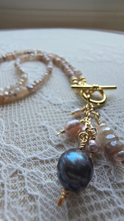 Moonstone & Pearl Statement Necklace Sacred Sol Design