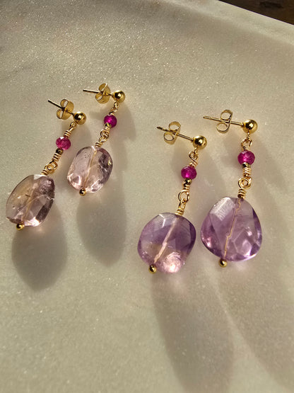 Ametrine & Ruby Golden Drop Earrings Sacred Sol Design