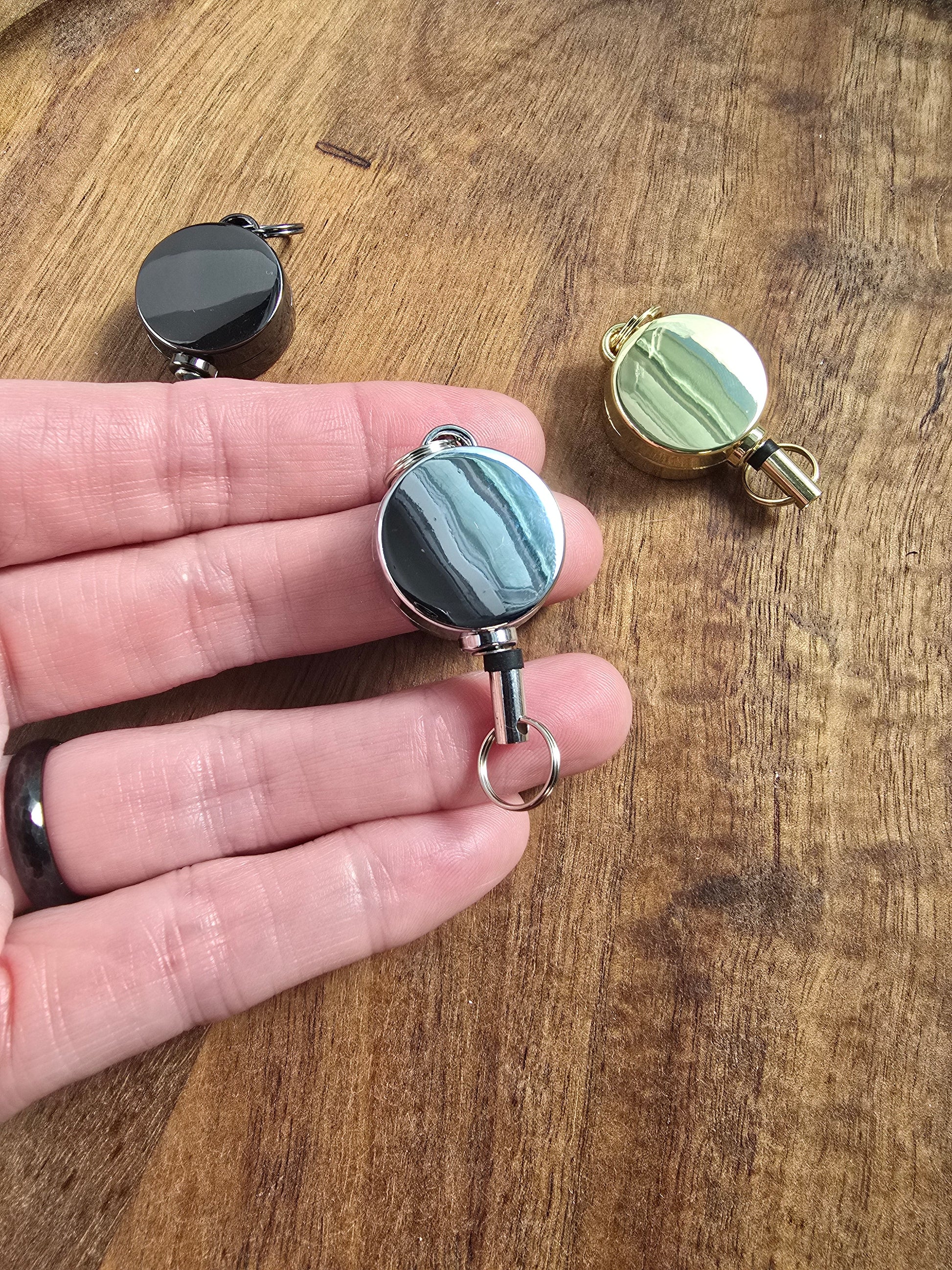 Mini Retractable Metal Badge Reel Sacred Sol Design