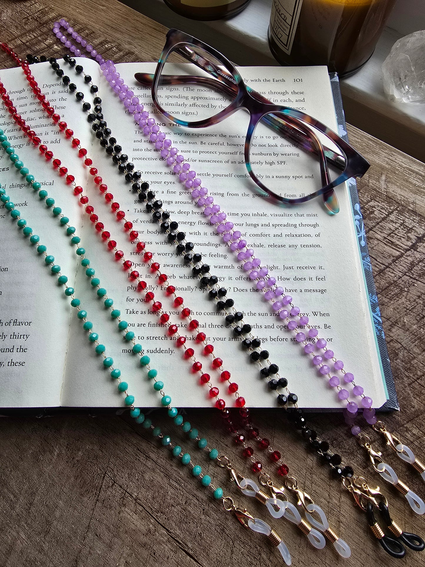 The Crystal Strand Eyeglass Chain Sacred Sol Design