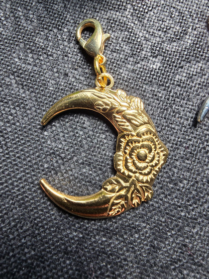 Floral Crescent Moon Charm My Store
