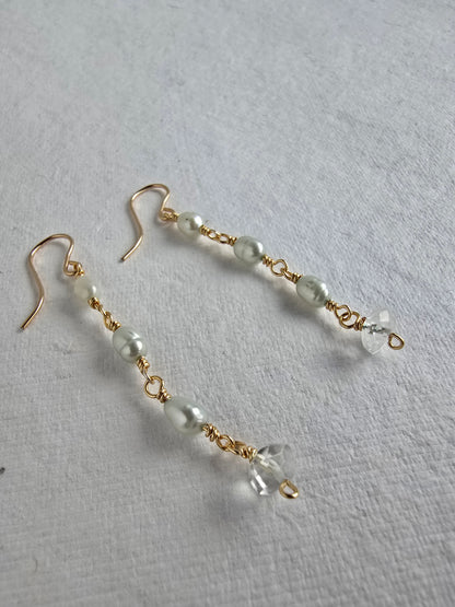 Aquamarine Pearl Drop Earrings