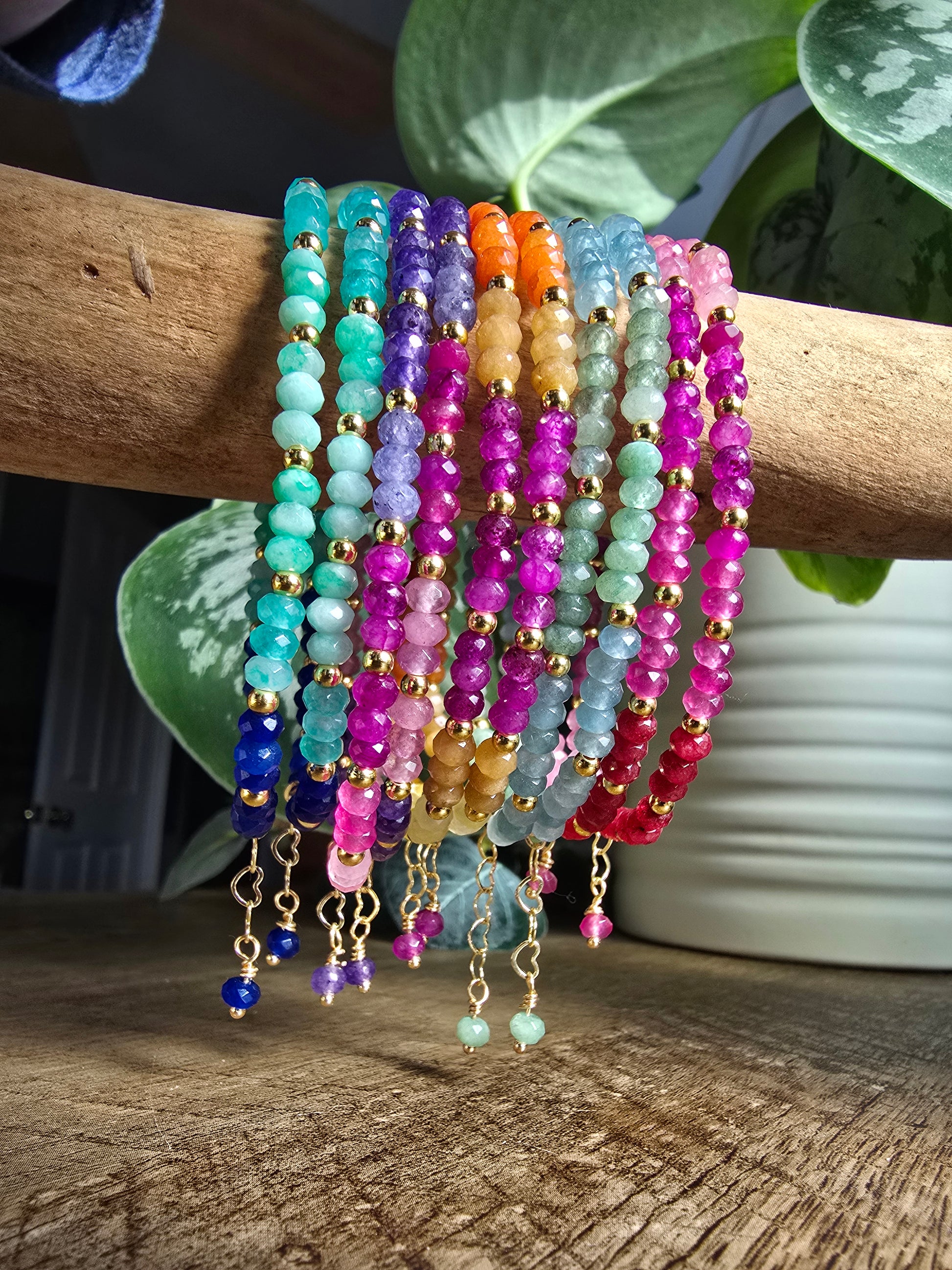 Rainbow Dainty Micro-Faceted Gemstone Collection Bracelet My Store