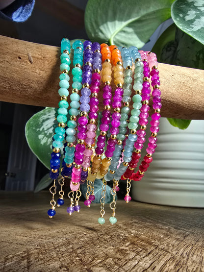 Rainbow Dainty Micro-Faceted Gemstone Collection Bracelet My Store
