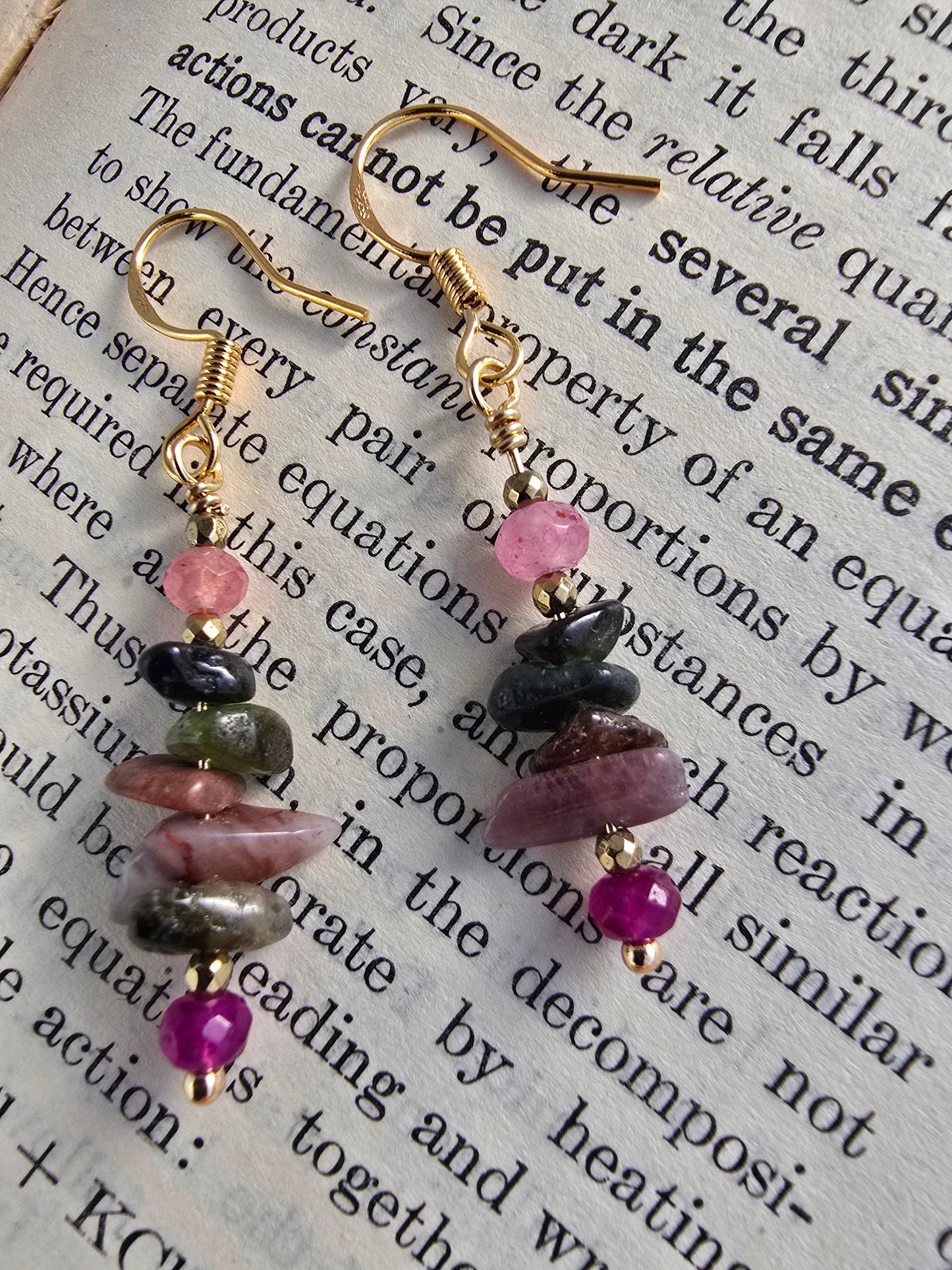 Multicolored Tourmaline & Pink Jade Drop Earrings Sacred Sol Design