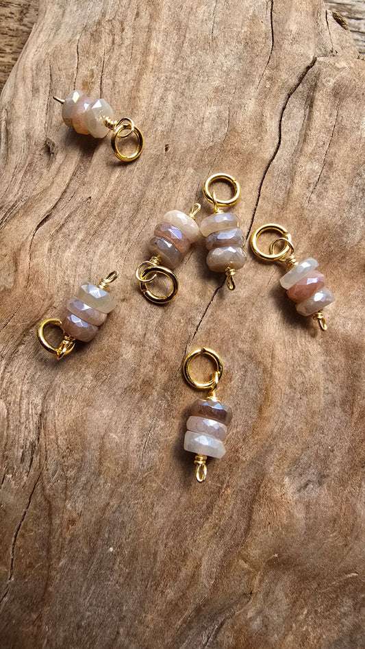 Faceted Mystic Moonstone Charm Sacred Sol Design