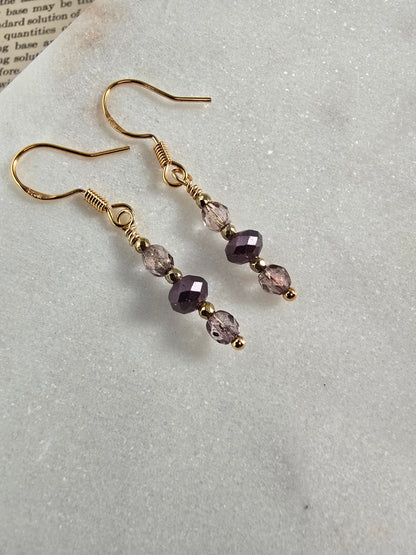 Plum & Hematite Drop Earrings Sacred Sol Design