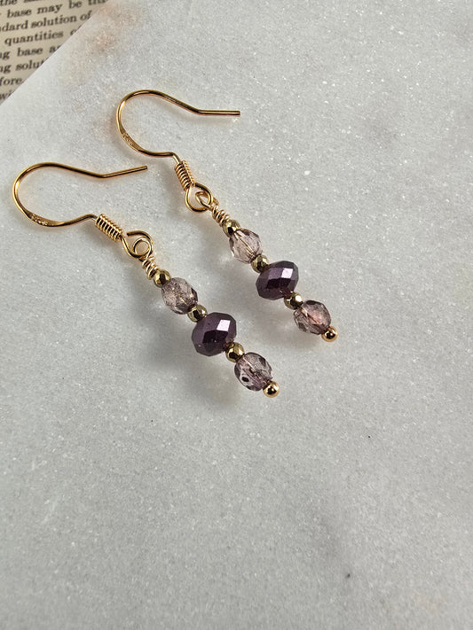 Plum & Hematite Drop Earrings Sacred Sol Design