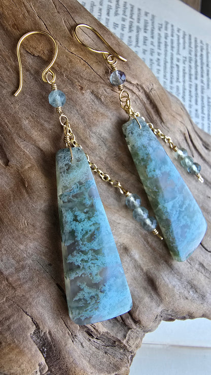 Moss Agate & Fluorite Statement Earrings Sacred Sol Design