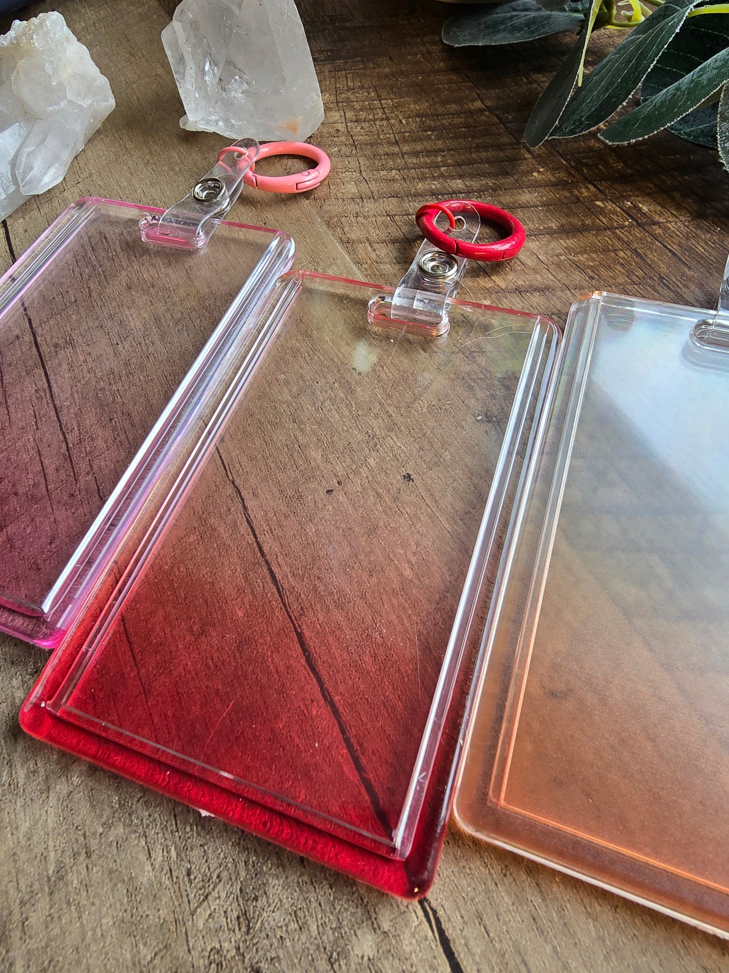 Gradient Acrylic Card Holder with Keychain Sacred Sol Design