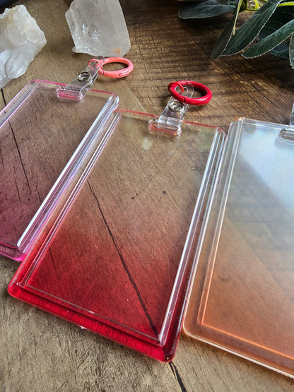 Gradient Acrylic Card Holder with Keychain Sacred Sol Design