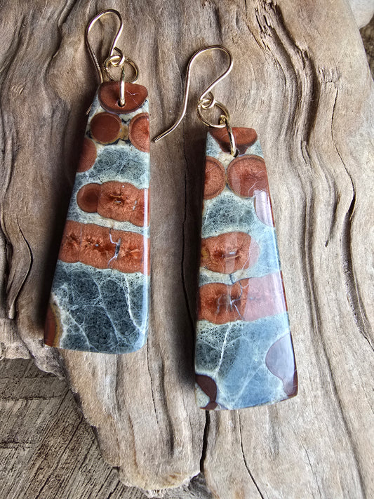 Peanut Jasper Earrings – Natural Orb Stone Drop Earrings Sacred Sol Design