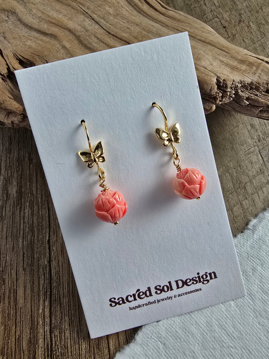 Whimsical Carved Flower & Butterfly Drops Sacred Sol Design